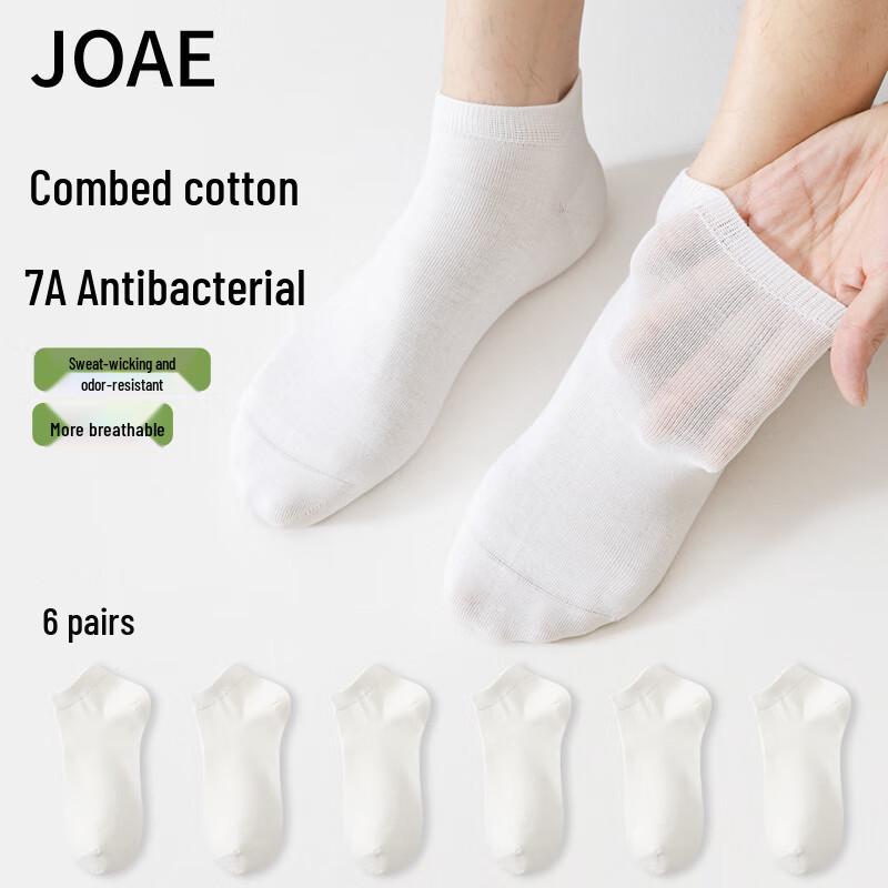 JOAE Men s 7A Antibacterial Cotton No-Show Athletic Socks (6-Pair Pack) One Size