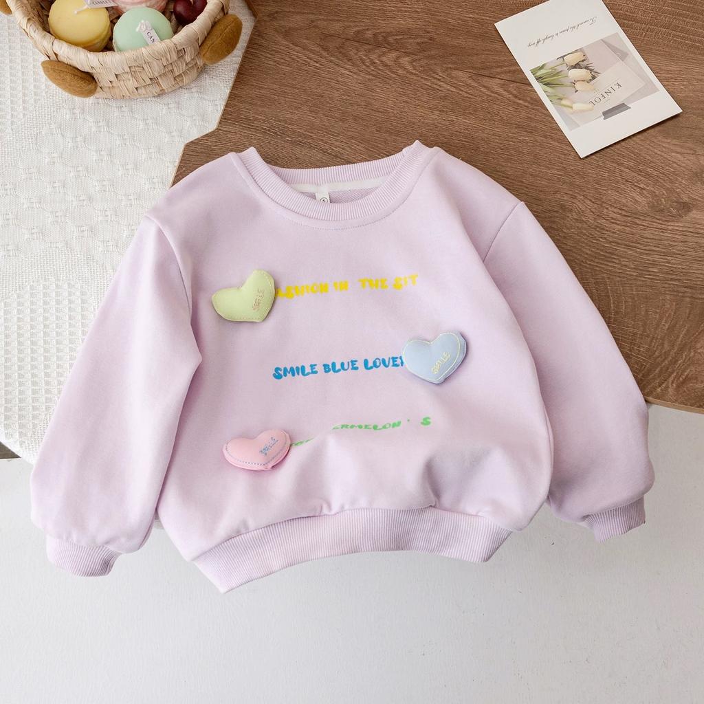 3 To 8Y Girls Sweater 2025 New Baby Pullover Top Love Spring and Autumn Fashion Children's Jacket