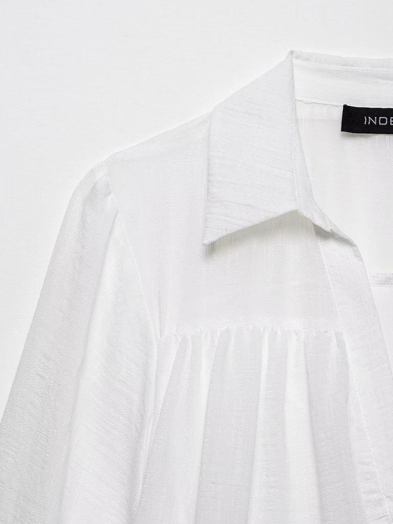TAOP&ZA Spring/Summer Women's Loose Turn-Down Collar Long Sleeve Casual Dress