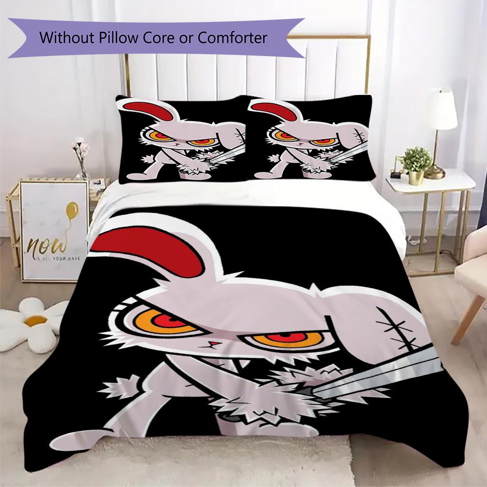 Evil rabbit Pattern Bedding,Quilt Set Quilt Cover Pillowcase Home Birthday Gift (1*duvet cover+2*pillowcase,without core)ZSJT0917411