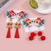 2pcs Chinese New Year Decorations Hair Clips Children Kids Tassel Bows Clips Barrettes Girls Children Party Hair Accessories