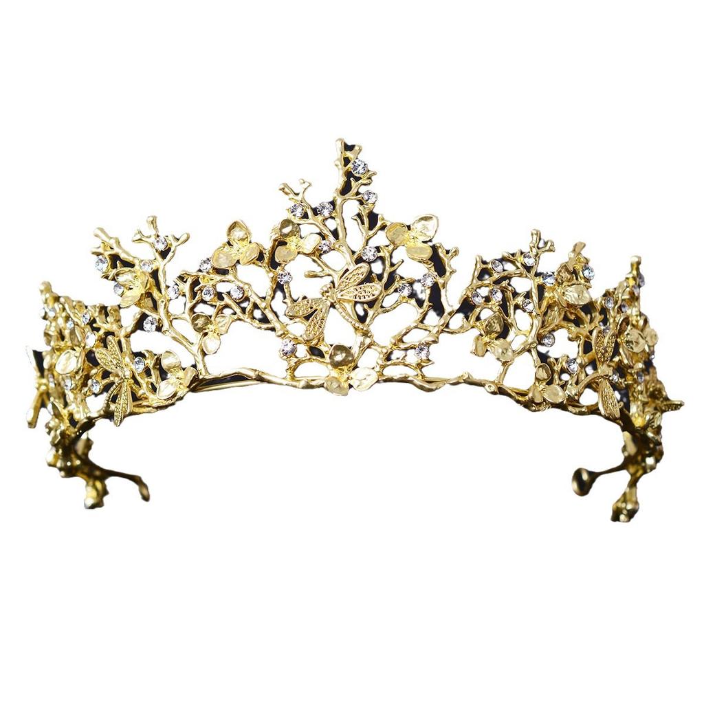 Forest style retro baroque crown exquisite flower bridal hair accessories alloy leaf headdress