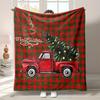 Cozy Plaid Truck & Christmas Tree Flannel Throw Blanket - Ultra-Soft, All-Season Comfort for Couch, Bedroom, Travel