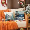Christmas Pillow Linen Print Set Pillow Case Living Room Versatile Sofa Cushion Linen Breathable Cushion