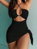 European & American Sexy Ribbed Hollow-Out Backless One-Piece Swimsuit for Women