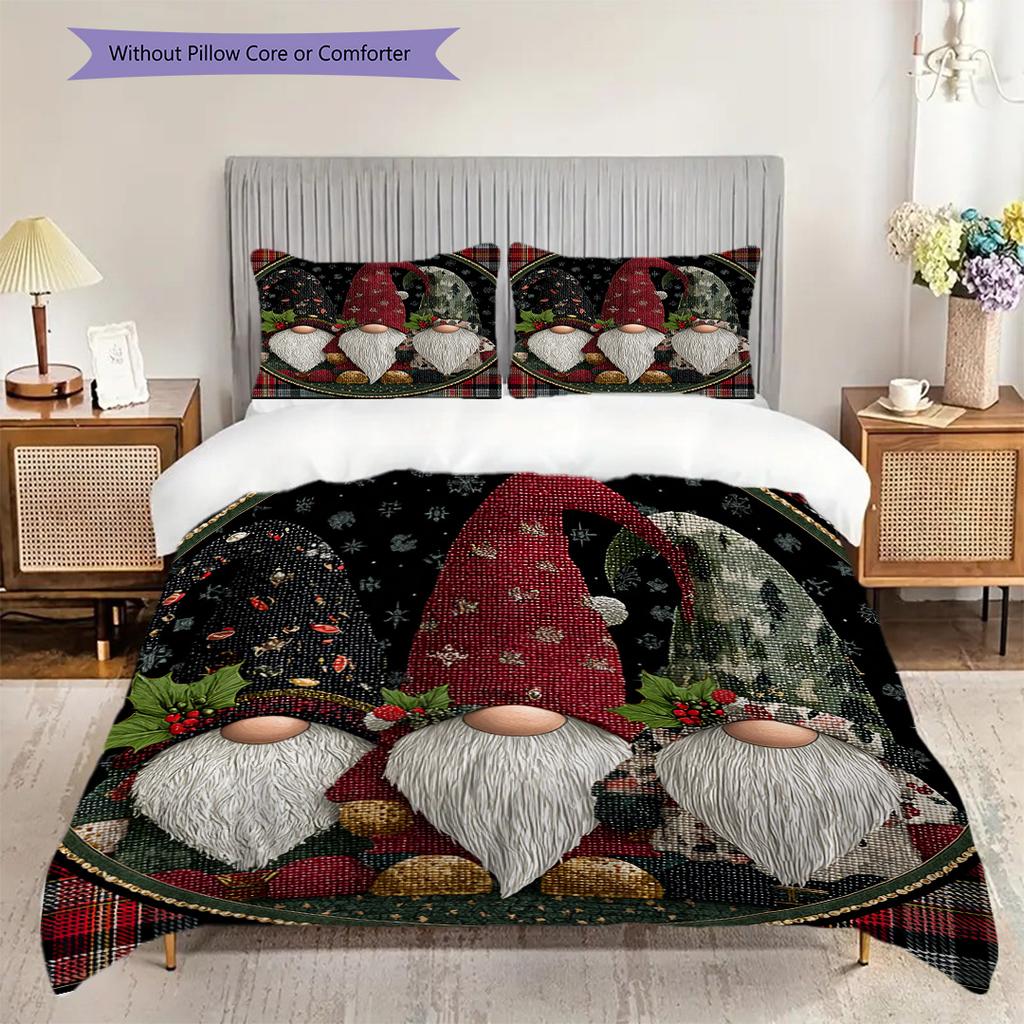 Dwarf Pattern Bedding Quilt Set Quilt Cover Pillowcase Home Decoration Birthday Gift (1 * duvet cover + 2 * pillowcase, without core)