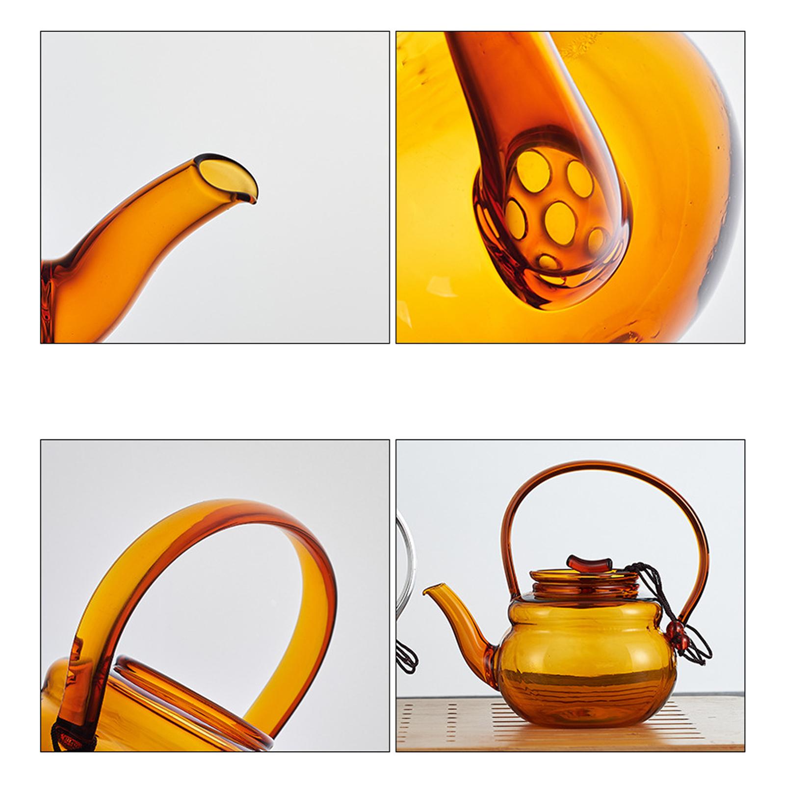 

High Borosilicate Glass Teapot Heat Resistant Tea Kettle Tea Maker for Juice Flower Tea Loose жёлтый