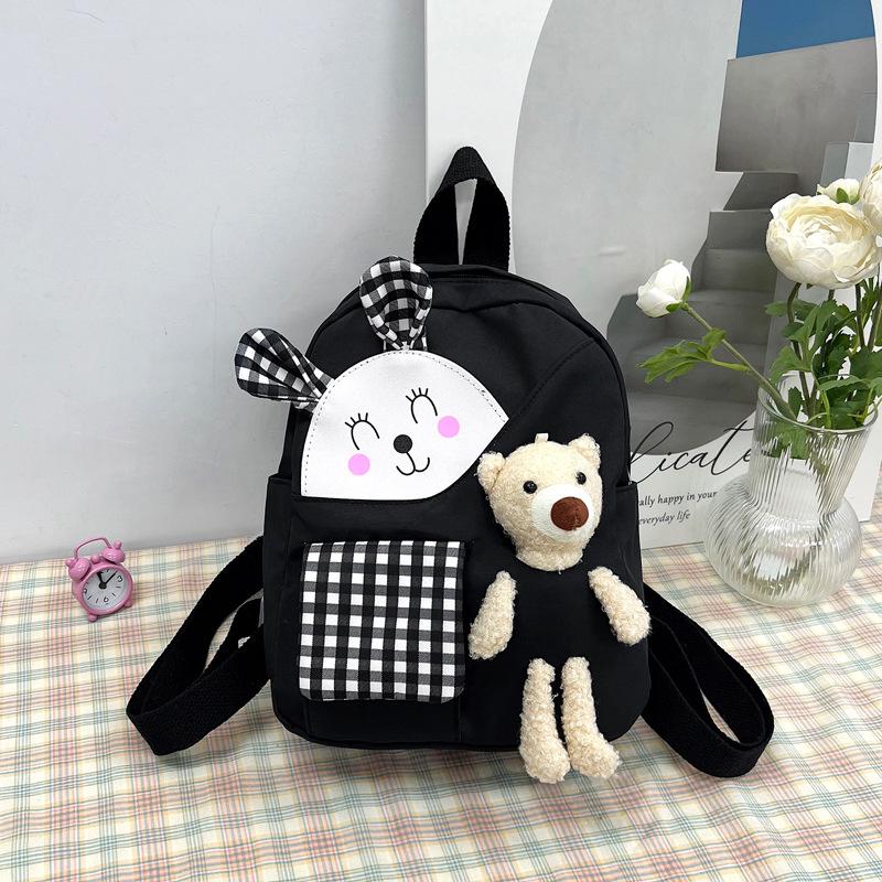 23x10x31cm Purple Kindergarten Children's Backpack Green Cub Stuffed Toy Rucksack Light Cute Rabbit Cartoon Girl Adjustable Shoulder Strap Knapsack