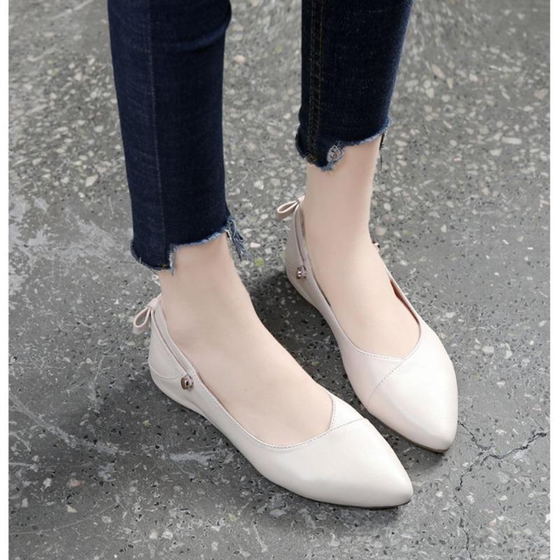 Leather soft sole spring and summer single shoes women's flat shoes new summer women's shoes versatile shallow mouth pointed small leather shoes