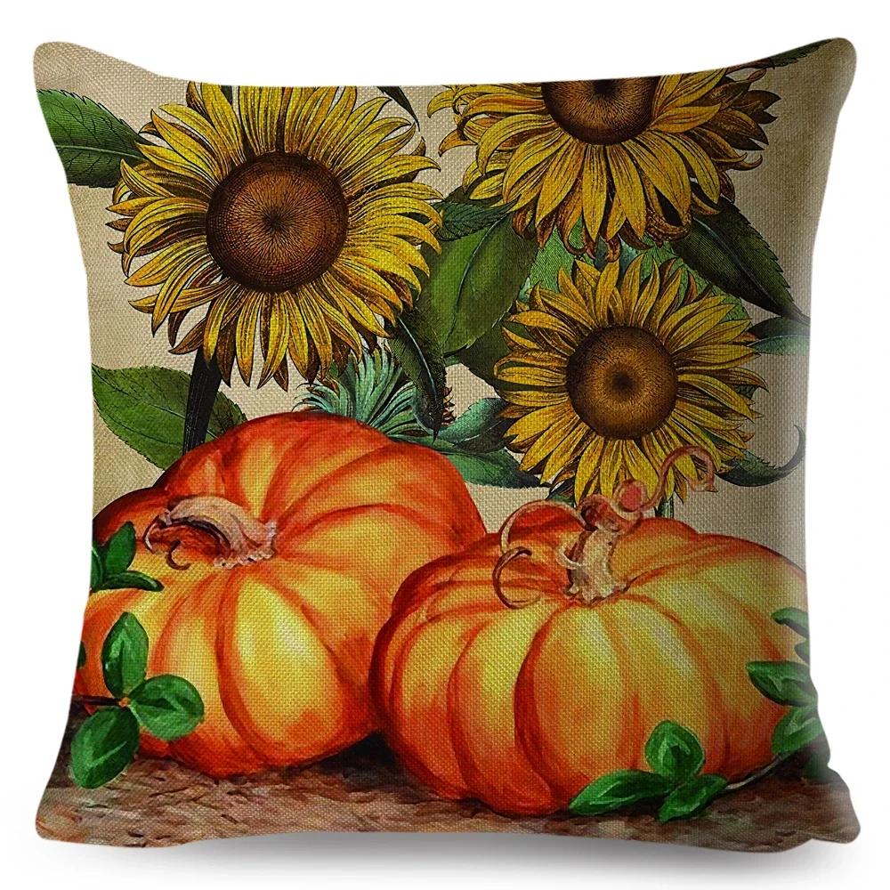 

Красочная акварельная наволочка на подушку с тыквой, декор, мультяшный принт растения, наволочка для дивана, дома, полиэстеровая наволочка x 66x66cm светло-серый