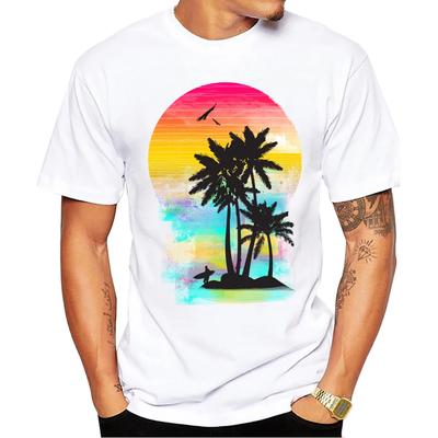 2025 New Model TEEHUB Hot Sale Fashion Color Of Summer Men TShirt Tropical Sunset Printed Holiday T Shirts Short Sleeve Tshirts