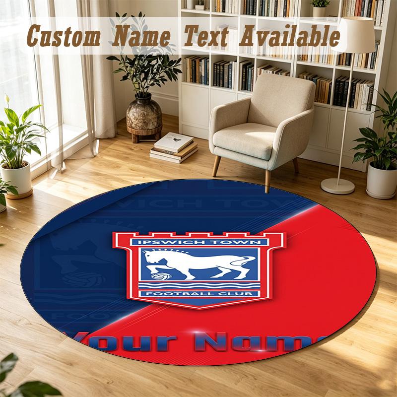 Round Rug Custom NameIpswich Town Pattern Non Slip Carpet Home Floor Decor