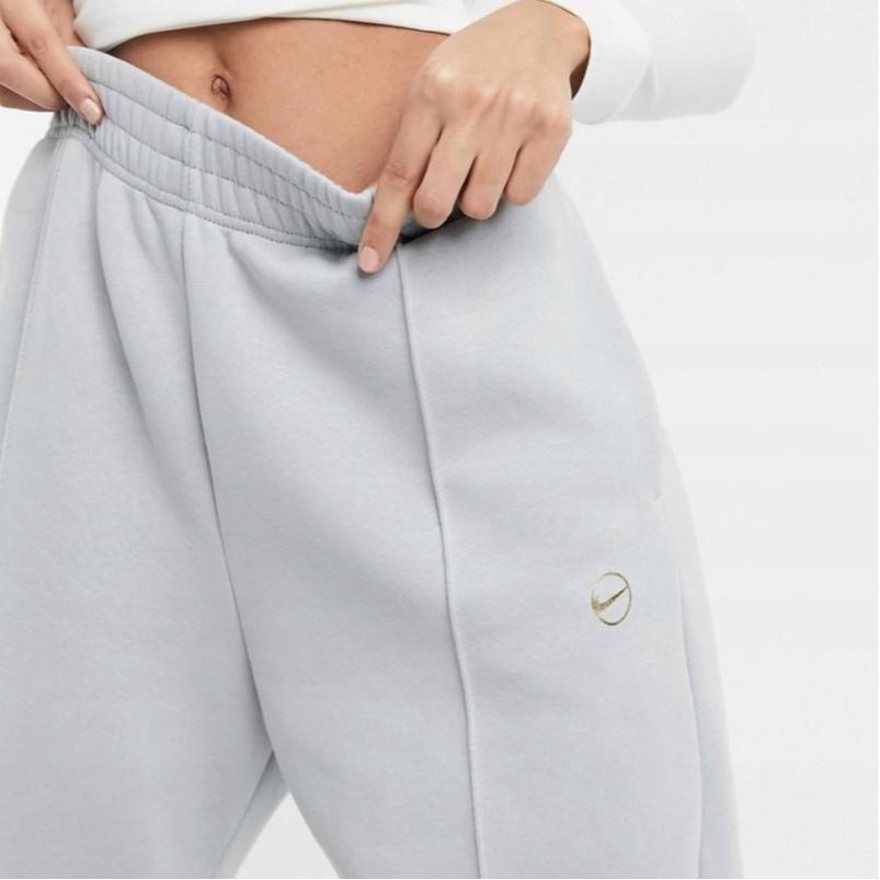 Nike Solid Color Casual Mid Waist Knitted Sports Pants Women Bottoms Gray DD9687-077