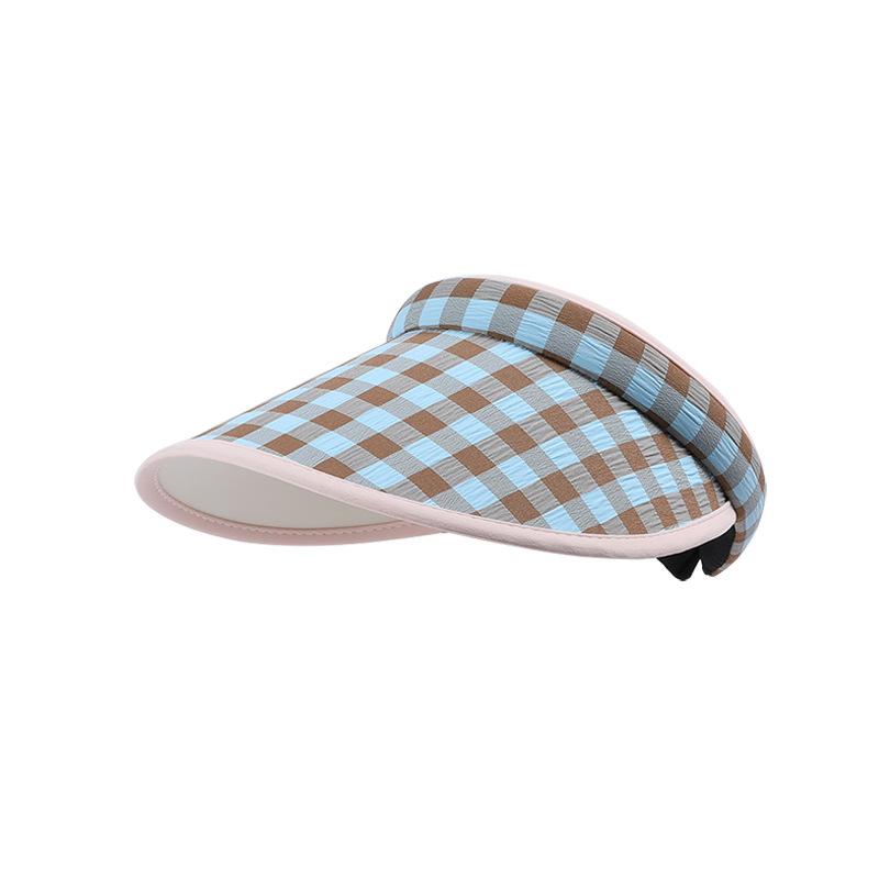 Summer plaid sun hat children fashion versatile small fresh bucket hat high sense large brim sun protection empty top hat