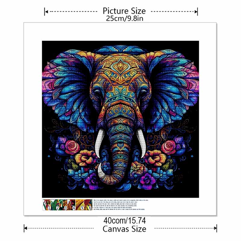 New Arrival 5D DIY Full Circle Diamond Painting "Colorful Elephant" Embroidery Cross Stitch Home Decor Gift