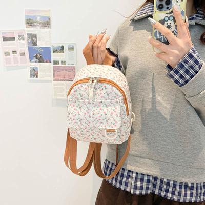 תרמיל קנבס פרחוני קטן לנשים סגנון חדש קוריאני רענן וטרנדי תיק קורדרוי יומיומי תרמיל מיני