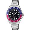 Casio Standard Analog Watch MDV-10D-1A3V Blue Red Bezel Metal Band for Boys Girls