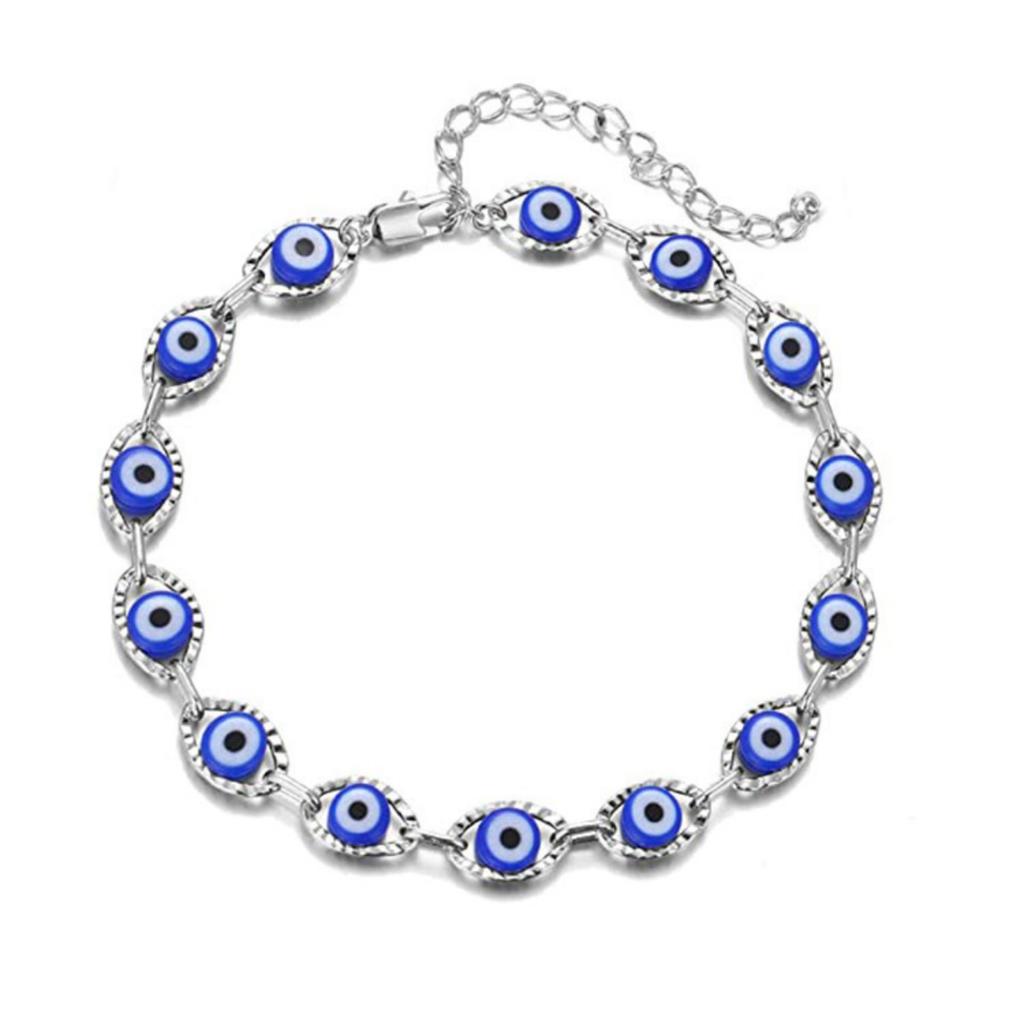 Vintage Turkish Blue Evil Eyes Bracelets For Women Men  Demon Eye Link Chain Friendship Bracelet Lucky Prayer Jewelry