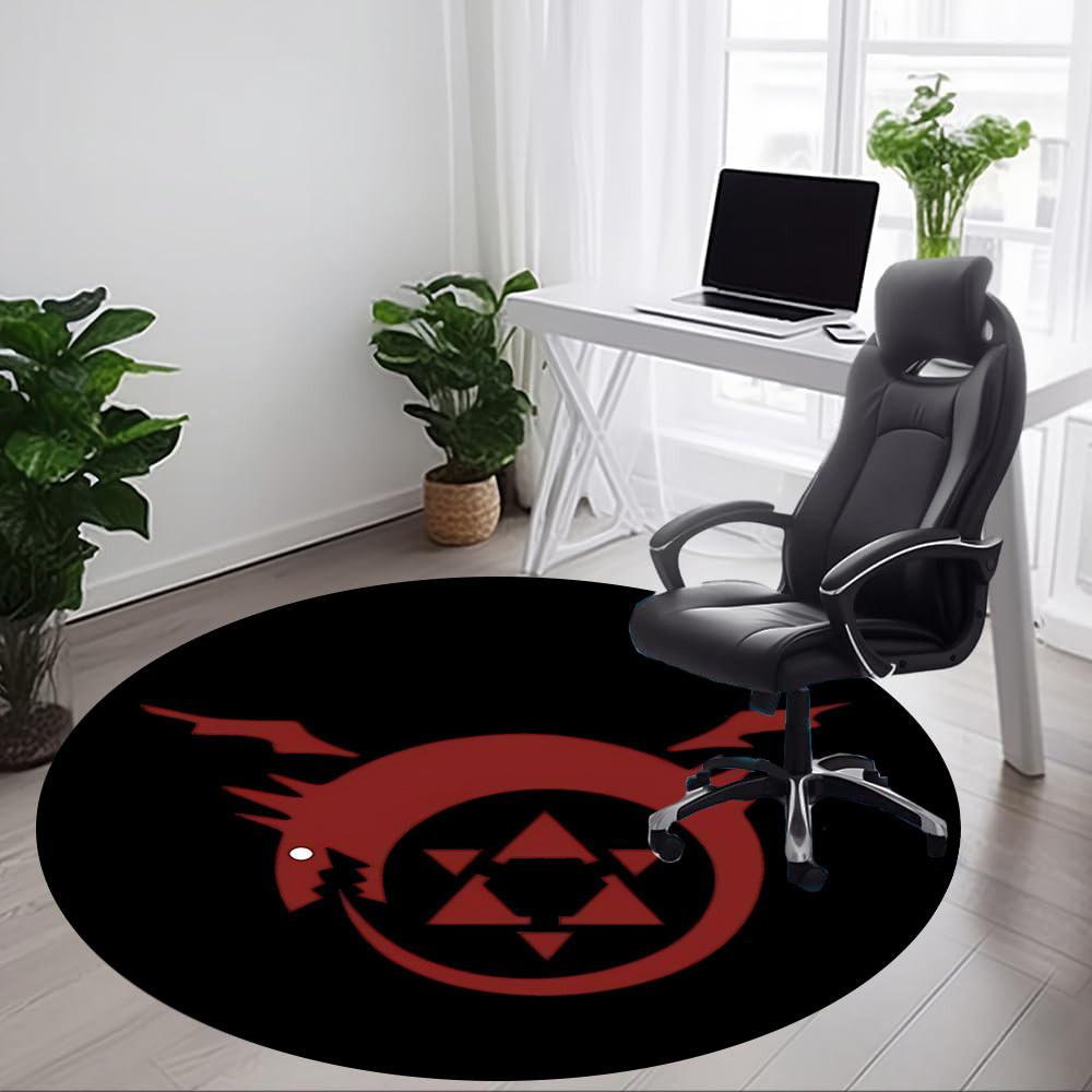 1pc Dragon Emblem Office Round Area Rug, Indoor Mat Suitable For Office, Under Office Chairs Bedroom Living Room Home Decor, Room Deco