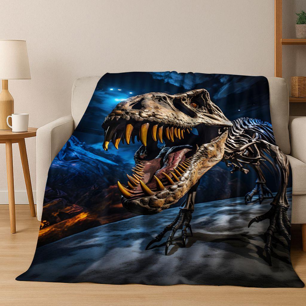 Ancient Creatures Dinosaur Ammonite Fossil Art Flannel Blanket,Cozy Soft Throw Blanket for Home Bedroom Bed Sofa Cover Gift Kid