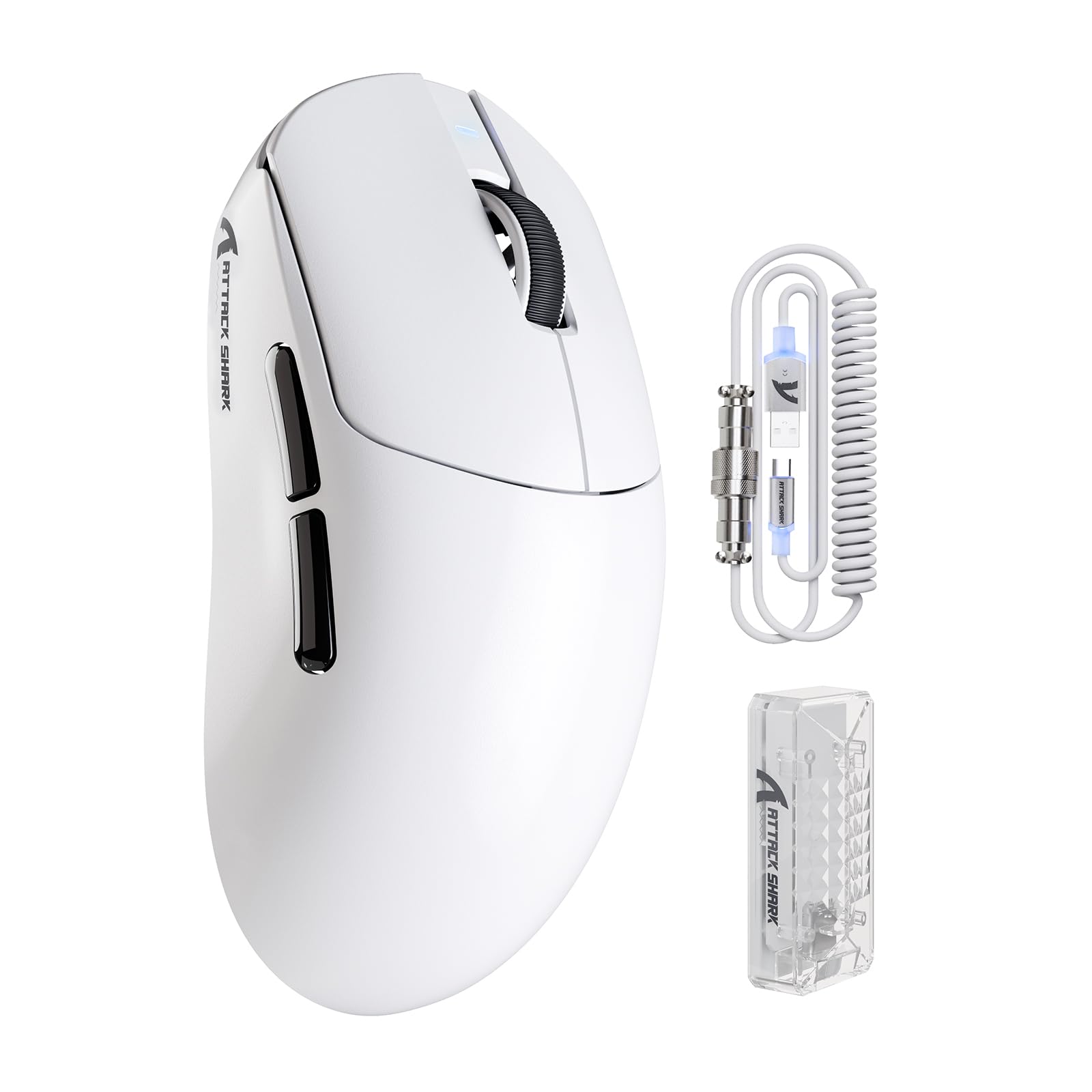 

ATTACK SHARK X8PRO Gaming 8000Hz Lightweight PixArt 3395PRO Large Up to DPI 60G Web 500mAh 100 Million Switch Comfortable Large White Mouse, білий