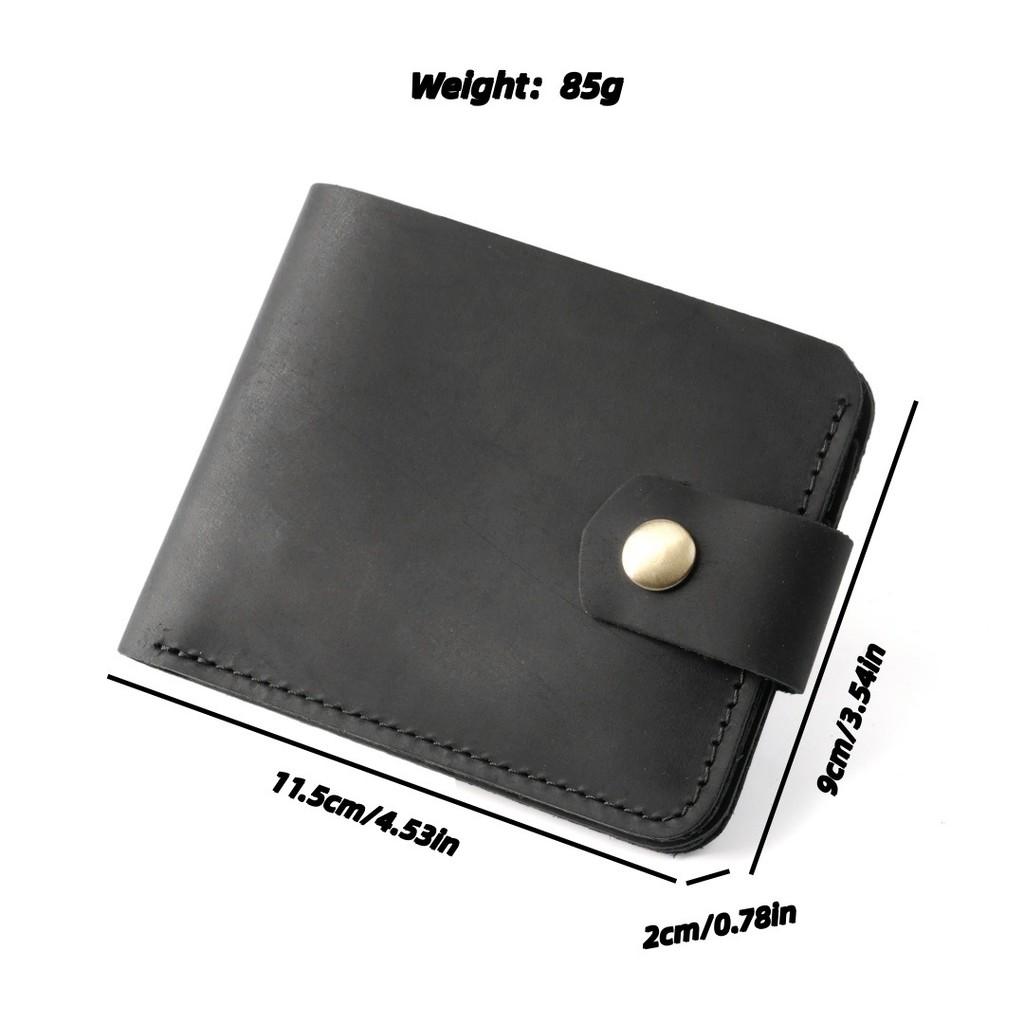 2025 Genuine Vegetable Tanned Leather Card Holder Minimalist Wallet Button Closure Large Capacity Coin Purse for Driver License