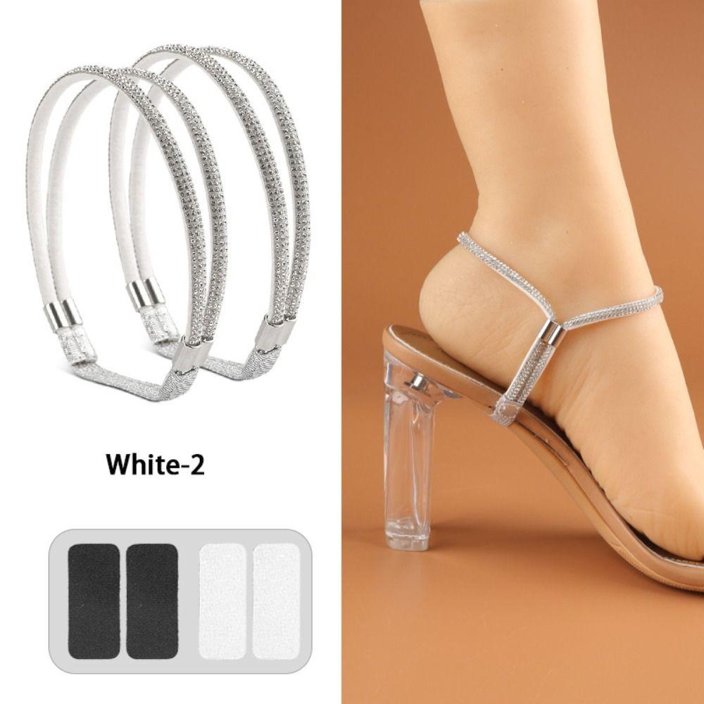 2Pairs Bundle High Heels Women Shoeslaces Ankle Holding Shoes Decorations Lazy Shoelaces Adjustable Elastic Shoe Belt Women