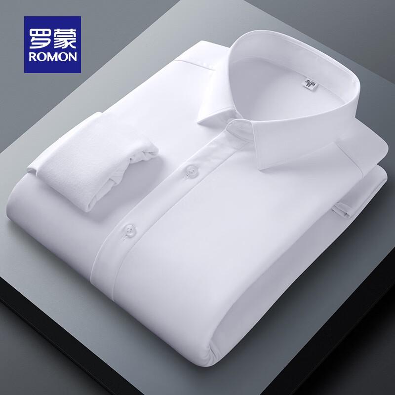 ROMON Men's Winter Fleece-Lined Anti-Wrinkle Long-Sleeve Shirt