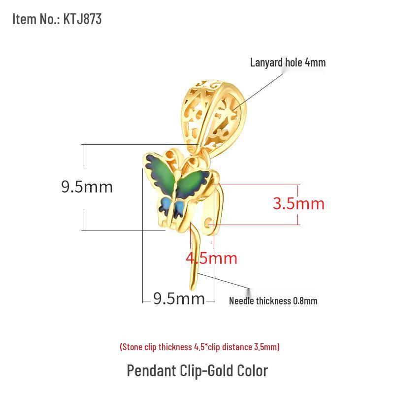 

S925 Silver Cloisonné Butterfly Jade Pendant Clip with Jadeite Icy Ruyi Design 925 Silver золотий