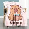 Capybara Loves Personalized Name Blanket Multi-purpose Personalized Blanket Comfortable Suitable for Home Decor Picnics Sofa Living Room