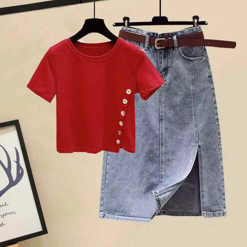 Petite Denim Skirt Set - 2026 Women's Summer Street Style Two-Piece Set