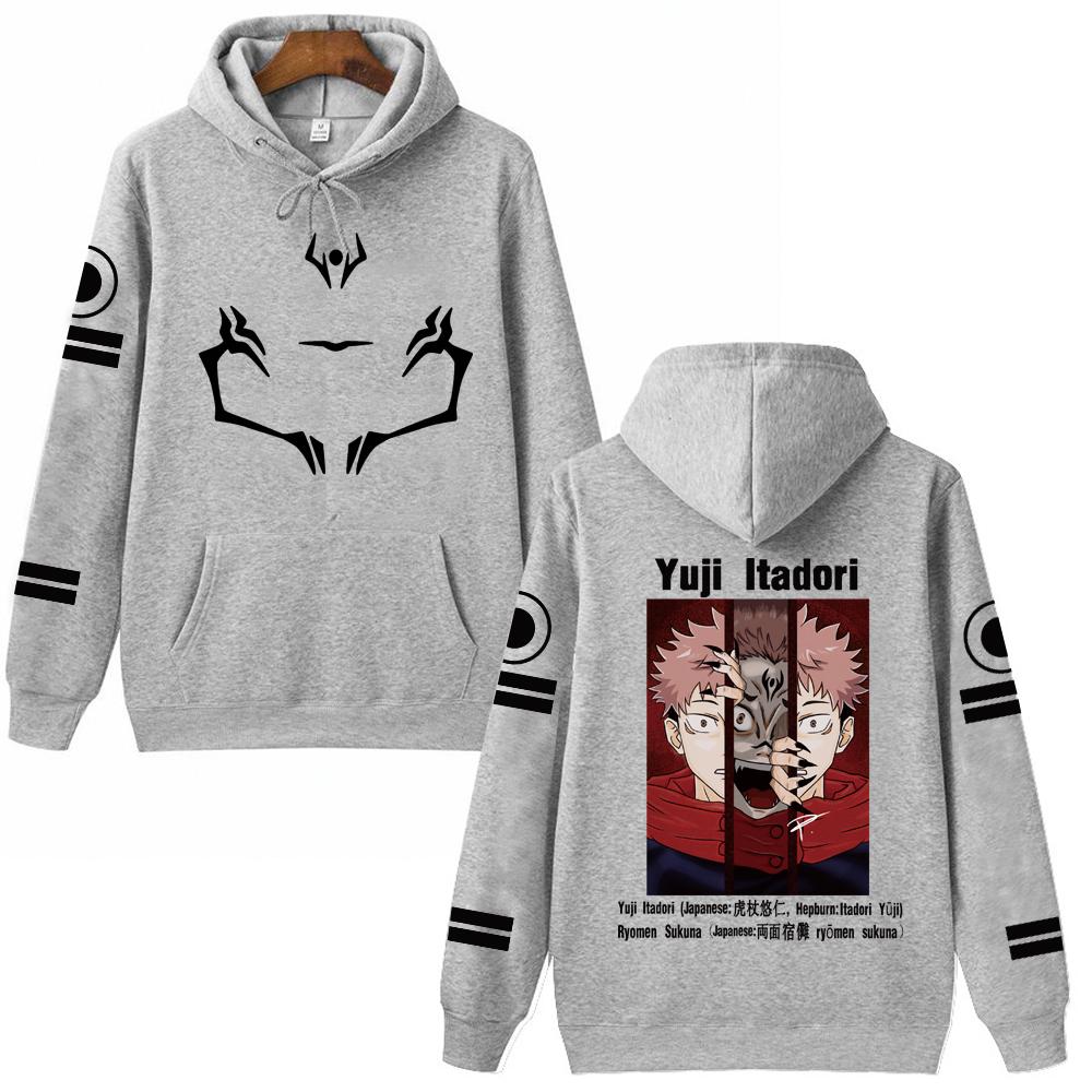 Jujutsu Kaisen Yuji Itadori Anime Graphic Hoodies Vintage Oversized Hooded Hip Hop Long Sleeves Cotton Hoodie Men Women Clothes