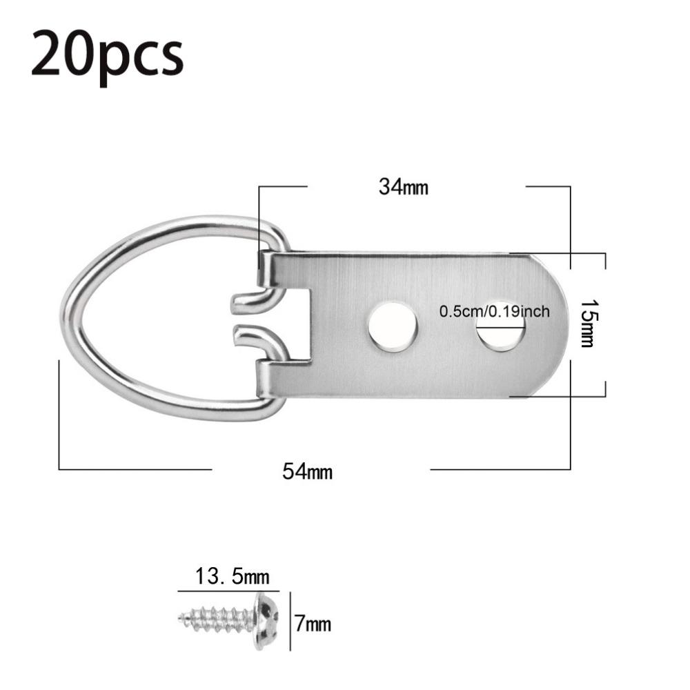 

20pcs Steel Picture Hangers Corrosion Resistant Frame Hangers D-Ring Hooks Mirrors Hanging