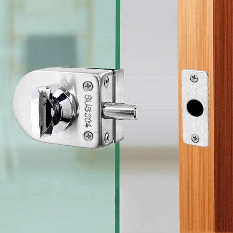 Semi-circular Stainless Steel Glass Lock No-drilling Sliding Door Locks Office Frameless Glass Clip Interior Security Door Latch