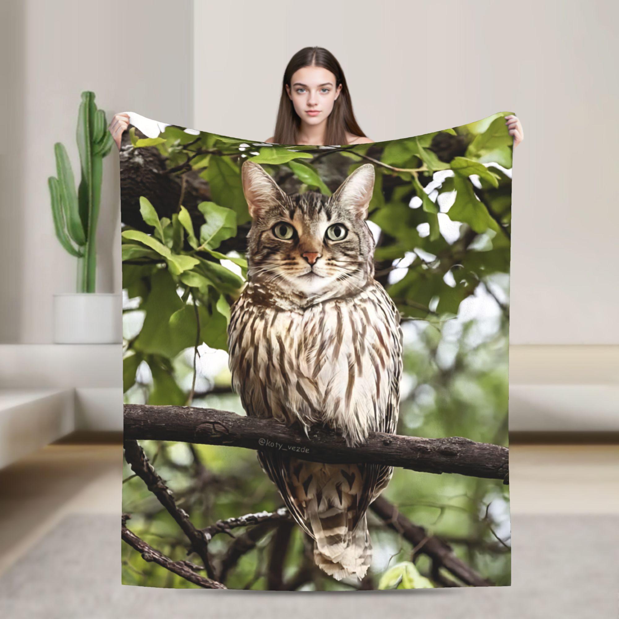 

Мягкое одеяло с изображением милой совы Meowl Cat, плюшевое покрывало для путешествий, оригинальное фланелевое покрывало для дивана или кресла. 130x150cm