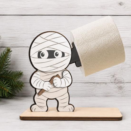 Black Cat Holiday Gift 2Pcs Halloween Paper Towel Holder, Cartoon Animal Tabletop Roll Dispenser, Wooden Funny Skeleton Decor Tissue Stand for Kitchen