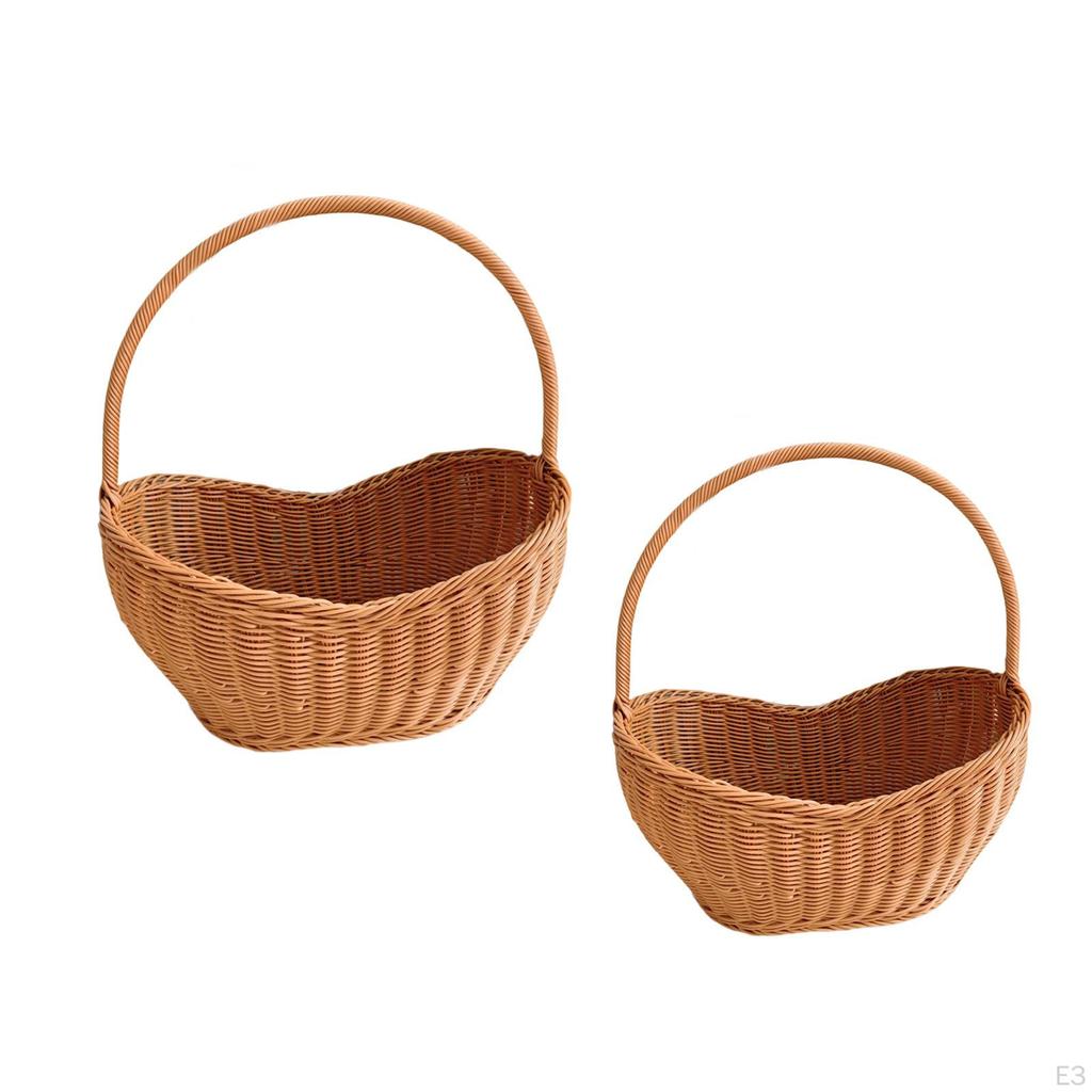 Picnic Basket with Handle Bread Imitation Rattan Handwoven for Outdoor