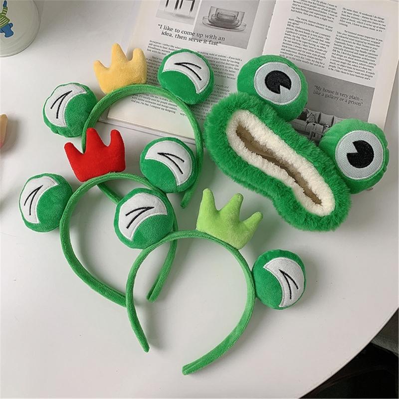 Frog Headbands Furry Plush Cartoon Headbands Hair Accessories for Girls and Womens Holiday Party Headwear