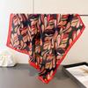 Soft Leaf Print Elegant High-end Silk Scarf Imitation Square Shawl Versatile Neck Small Women