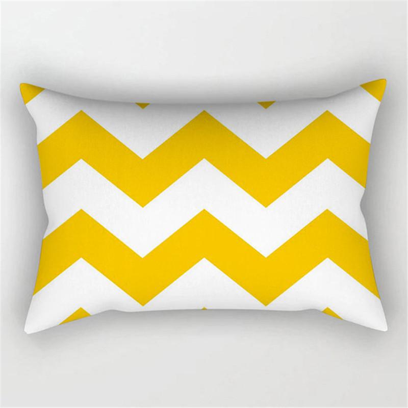 XUNYU Rectangular Polyester Print Pillowcase Yellow Geometry Home Cushion Cover Waist Pillowcase Car Chair Pillow Cover CE02
