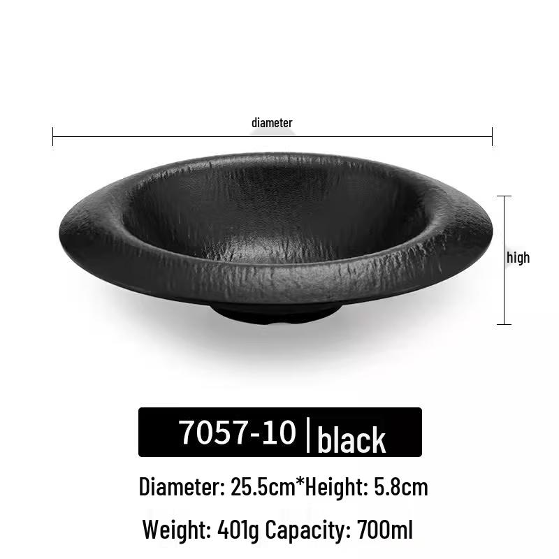 

Japanese Style Melamine Bark Texture Round Serving Plate