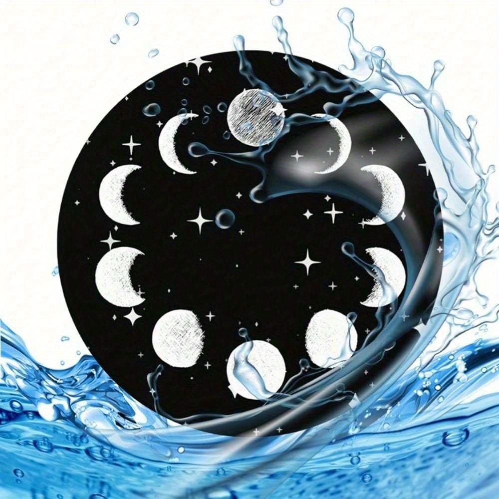 Sky Moon Star Car Coasters, Black And White Round Shape Table Cup Coaster, Non-Slip Washable Coaster, Unique Gift