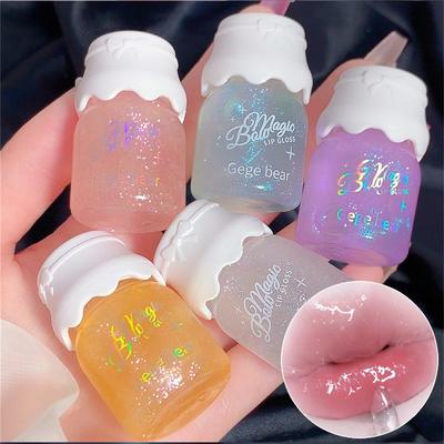 Candy Color Jelly Lip Gloss Glass Mirror Drėkinamasis lūpų glazūra su smulkiai blizgiu lūpų balzamu
