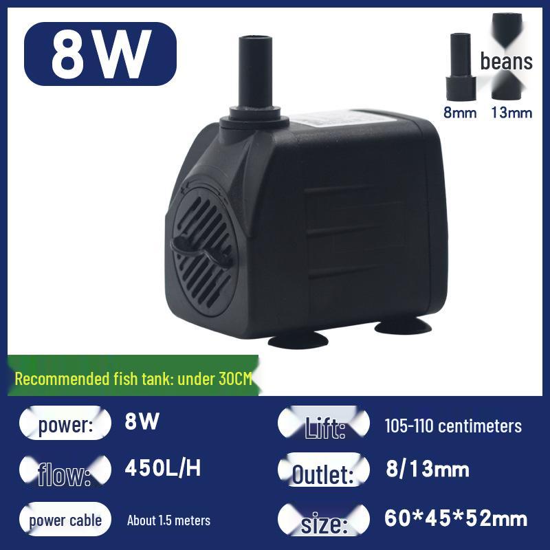 Submersible Water Pump for Fish Tanks, Fountains, Feng Shui Wheels, and Ponds with Light (5W, 6W, 8W)