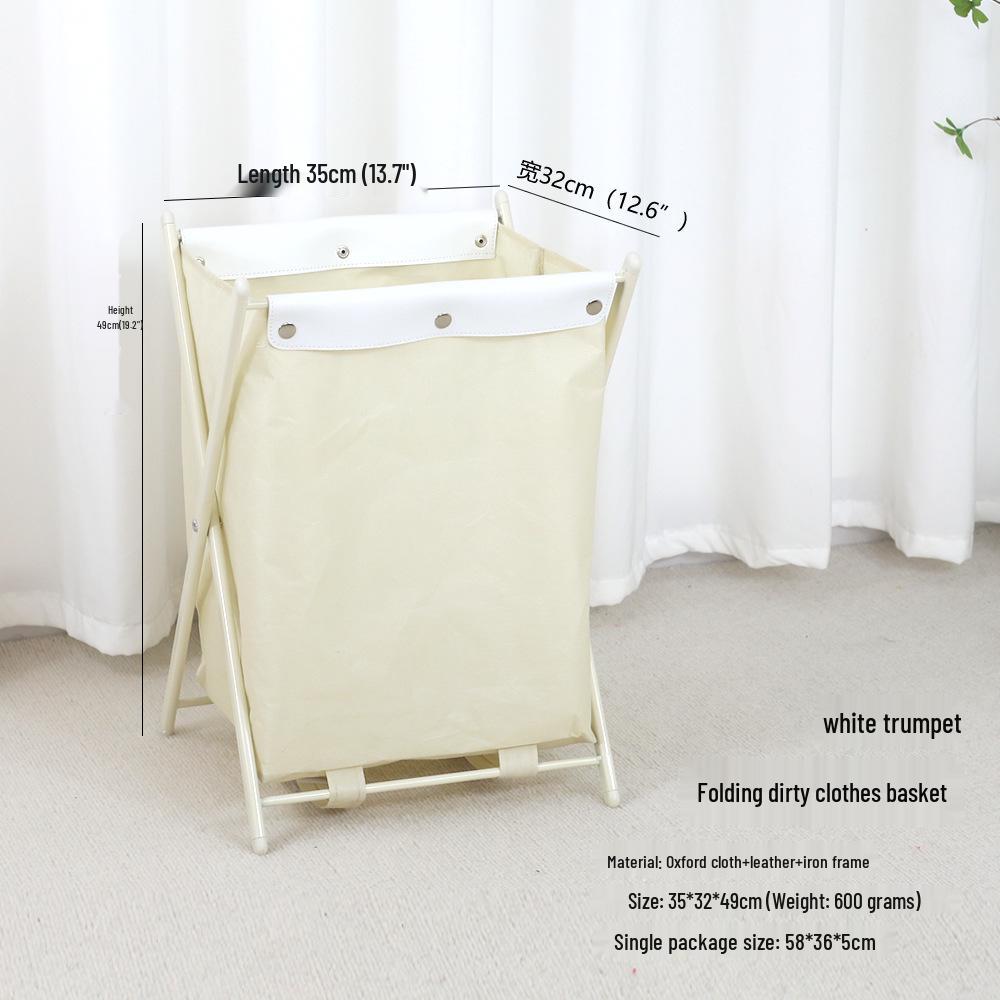Foldable Fabric Laundry Basket with Iron Frame for Dorm and Bathroom