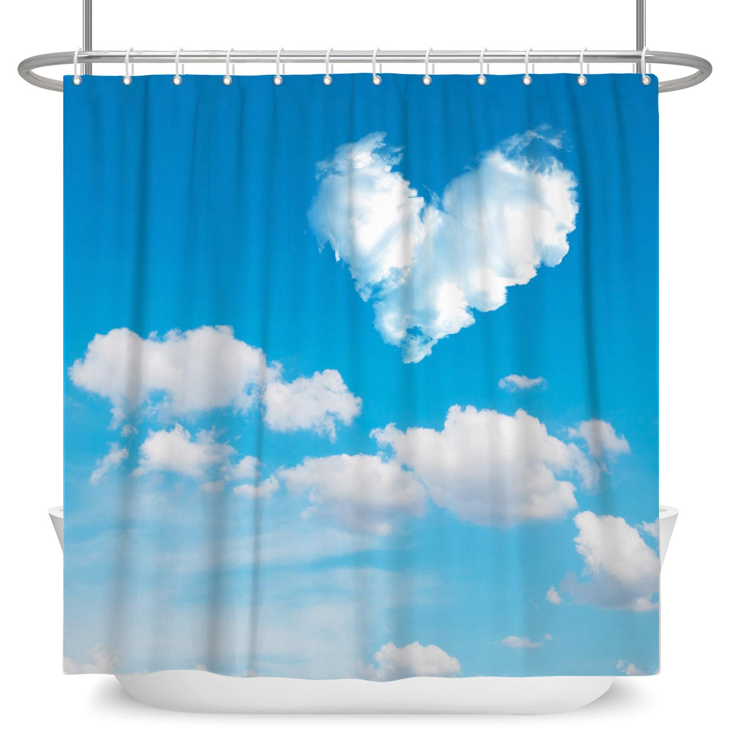 

Dreamy Nature Dandelion Shower Curtain with 12 Hooks Cherry Blossom Background Flying Seed Waterproof Polyester Bathroom Curtain W90cm x H180cm