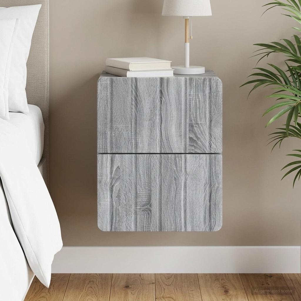 Wall Mounted Nightstand Grey Sonoma 33 X 34.5 X 43 Cm