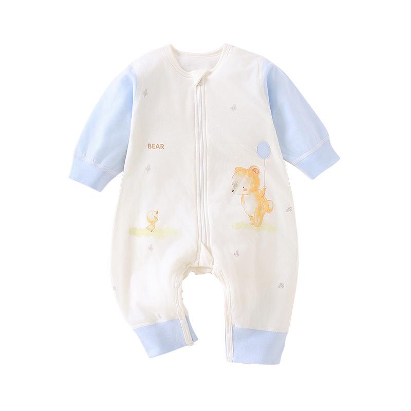 Cozy Cotton-Padded Newborn Sleeping Bag with Zipper - Anti-Kick Romper for Autumn/Winter