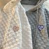 Women's Fall Design Waffle Hooded Jacket Lazy Preppy Style Zipper Top