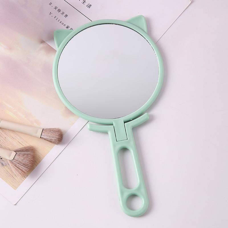 1 Stück Einfache Katzenohren Handheld HD Make-up-Spiegel Tragbar Faltbar Dual-Use Schreibtischspiegel Günstiger Studenten Hand-Make-up-Spiegel